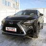 Защита переднего бампера d57 короткая черная Lexus RX-350 (2015), фото 4