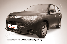 Защита переднего бампера d57+d42 двойная черная Mitsubishi Outlander (2013)