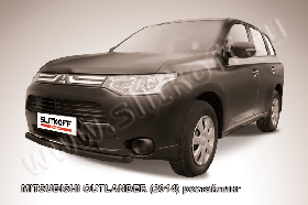 Защита переднего бампера d57 короткая черная Mitsubishi Outlander (2014)