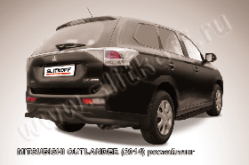 Защита заднего бампера d57 "волна" длинная черная Mitsubishi Outlander (2014)