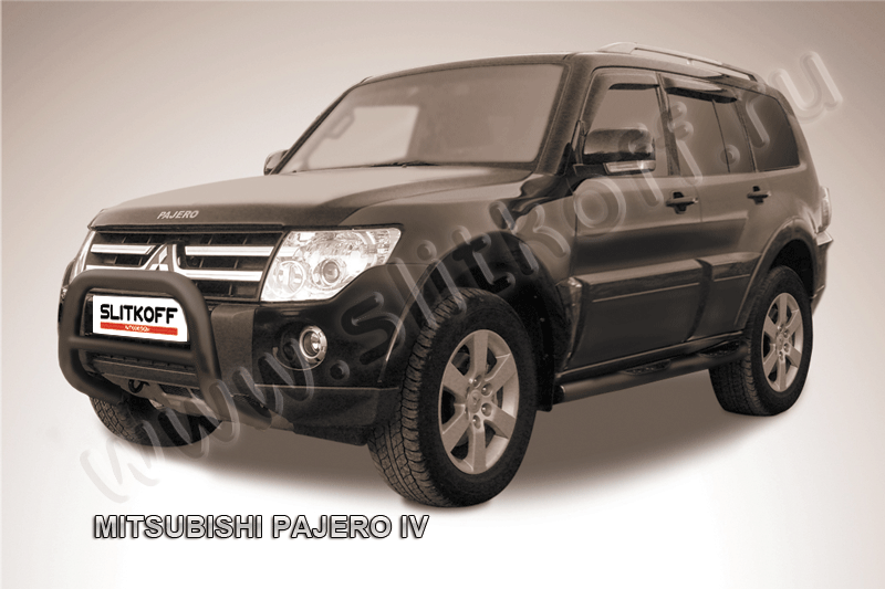 Кенгурятник d76 низкий черный Mitsubishi Pajero IV