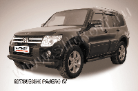 Защита переднего бампера d76+d57 двойная черная Mitsubishi Pajero IV