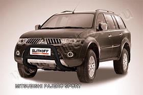 Кенгурятник d76 низкий черный Mitsubishi Pajero Sport (до 2010)