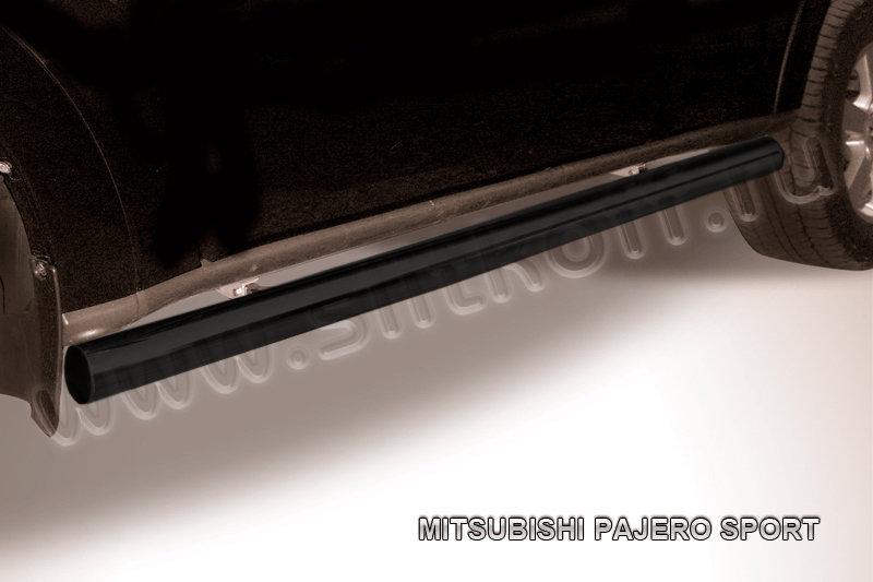 Защита порогов d76 труба черная Mitsubishi Pajero Sport (до 2010)