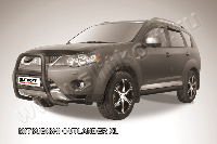 Кенгурятник d57 высокий черный Mitsubishi Outlander XL (до 2010)