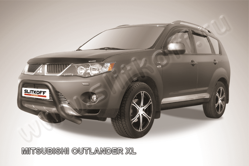 Кенгурятник d57 низкий черный Mitsubishi Outlander XL (до 2010)