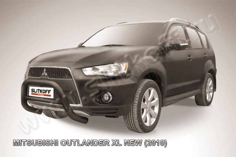 Кенгурятник d76 низкий черные Mitsubishi Outlander XL (рестайлинг 2010)