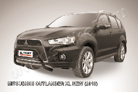 Кенгурятник d57 низкий черные Mitsubishi Outlander XL (рестайлинг 2010)