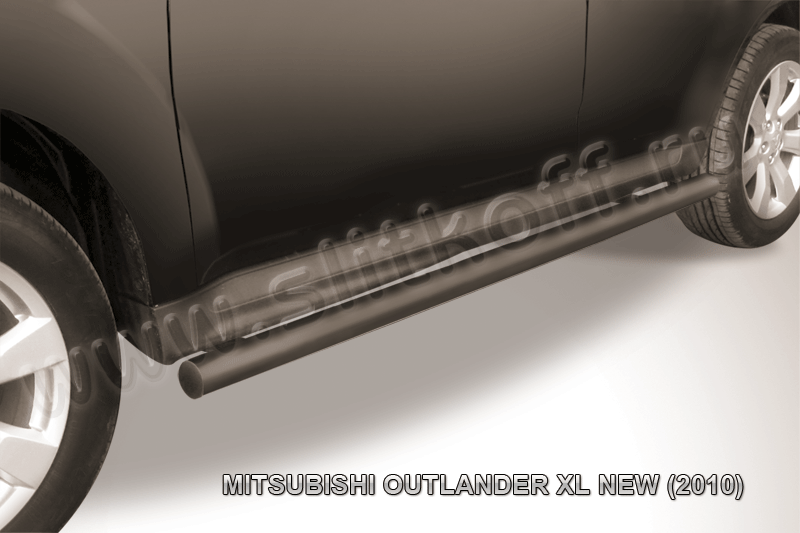 Защита порогов d57 труба черная Mitsubishi Outlander XL (рестайлинг 2010) - фото 1 - id-p131556132