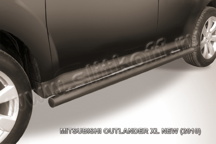 Защита порогов d57 труба черная Mitsubishi Outlander XL (рестайлинг 2010) - фото 2 - id-p131556132