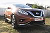 Защита переднего бампера d57+d42 двойная длинная черная Nissan Murano (2016), фото 2