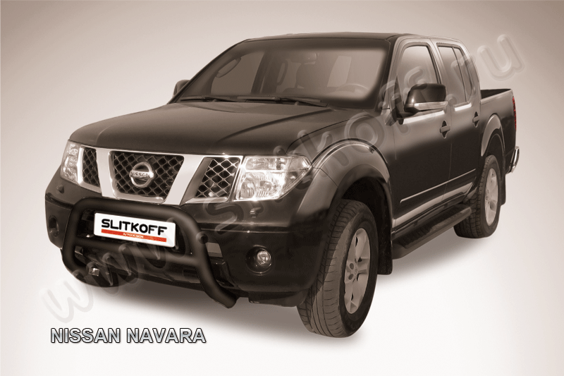 Кенгурятник d76 низкий черный Nissan Navara