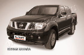 Защита переднего бампера d76+d57 двойная черная Nissan Navara