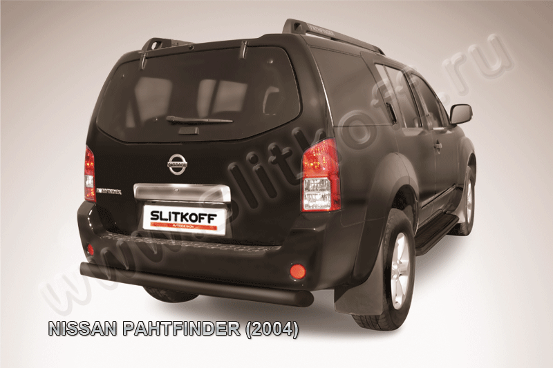 Защита заднего бампера d76 черная Nissan Pathfinder R51 - фото 1 - id-p131556183