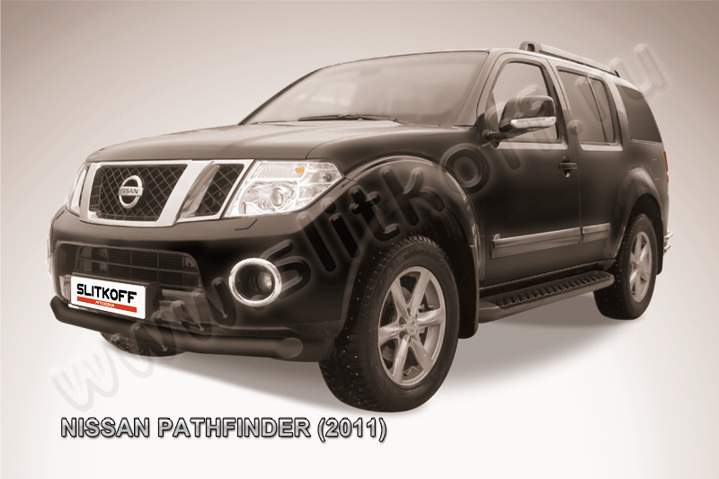 Защита переднего бампера d76 черная Nissan Pathfinder (2011)