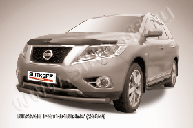 Защита переднего бампера d76 черная Nissan Pathfinder (2014)