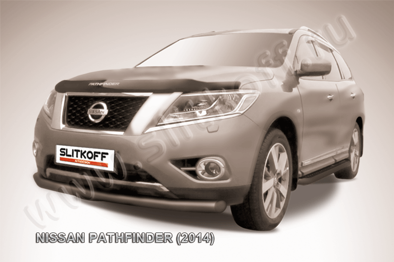 Защита переднего бампера d76 черная Nissan Pathfinder (2014)