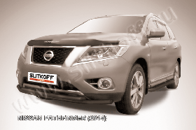 Защита переднего бампера d57+d57 двойная черная Nissan Pathfinder (2014)