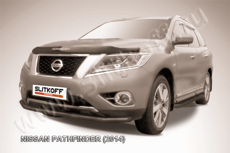 Защита переднего бампера d57 черная Nissan Pathfinder (2014)