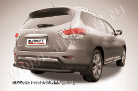 Защита заднего бампера d76 черная Nissan Pathfinder (2014)