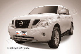 Защита переднего бампера d76 черная Nissan Patrol