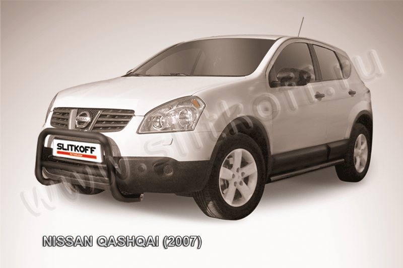 Кенгурятник d57 низкий черный Nissan QASHQAI (2007) - фото 1 - id-p131556218