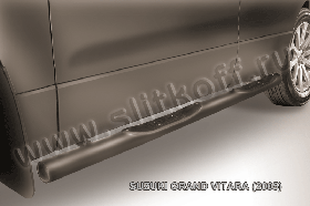 Защита порогов d76 с проступями черная Suzuki Grand Vitara (2005)