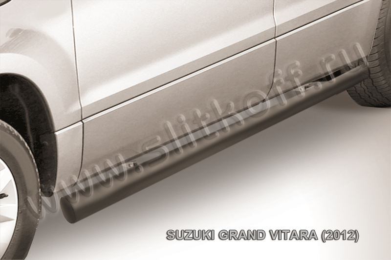Защита порогов d76 труба черная Suzuki Grand Vitara  (2012)