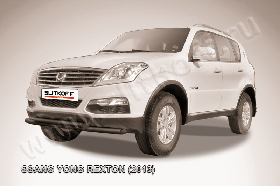 Защита переднего бампера d57+d57 двойная черная SsangYong REXTON NEW (2013)