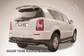 Защита заднего бампера d76 радиусная черная SsangYong REXTON NEW (2013)