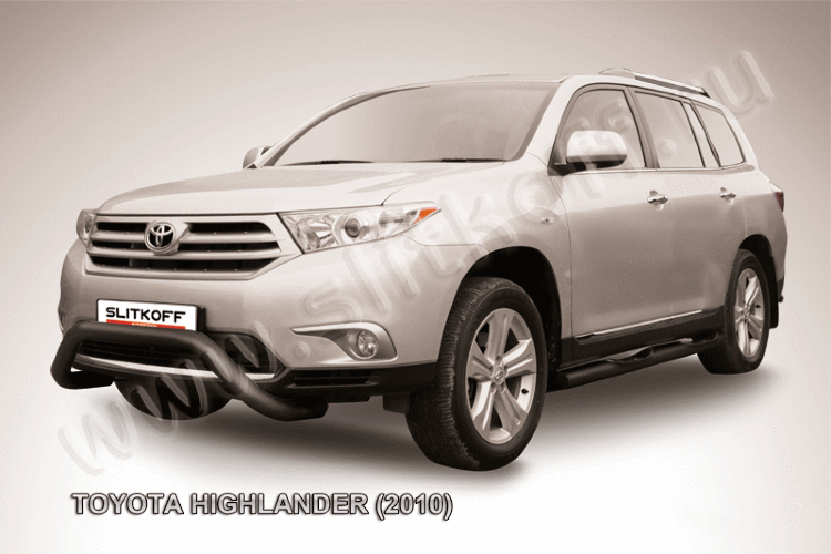 Кенгурятник d76 низкий "мини" черный Toyota Highlander (2010) - фото 2 - id-p131556463