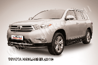 Защита переднего бампера d57 длинная черная Toyota Highlander (2010)