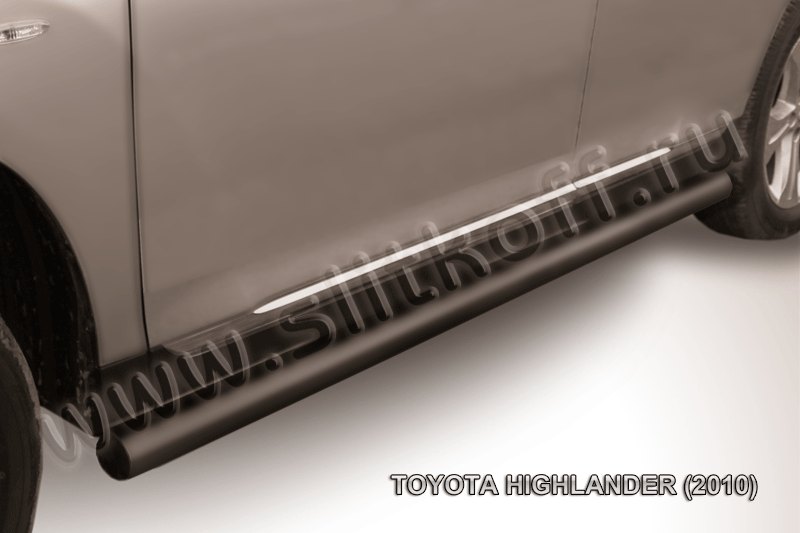Защита порогов d76 труба черная Toyota Highlander (2010) - фото 1 - id-p131556470