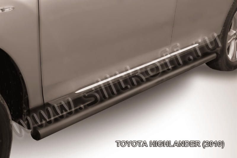 Защита порогов d57 труба черная Toyota Highlander (2010) - фото 1 - id-p131556471