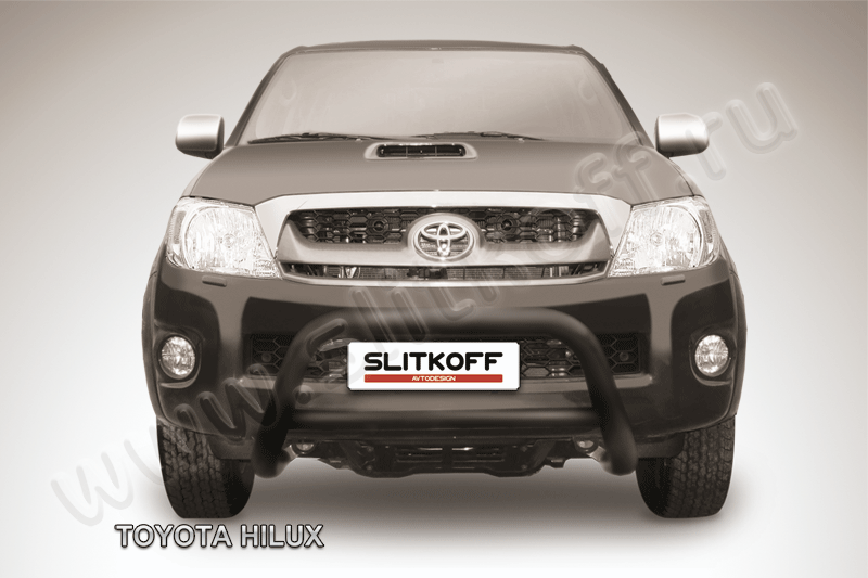 Кенгурятник d76 низкий черный Toyota Hilux - фото 1 - id-p131556488