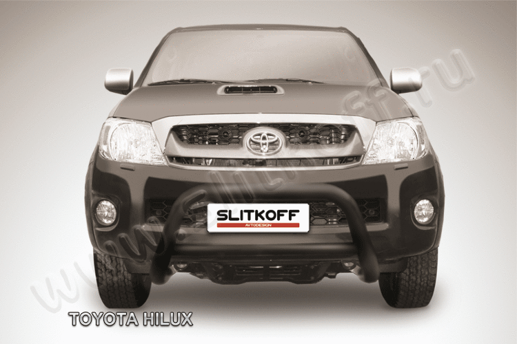 Кенгурятник d76 низкий черный Toyota Hilux - фото 2 - id-p131556488