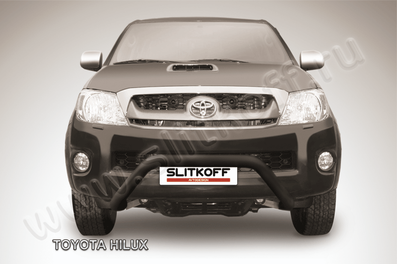 Кенгурятник d76 низкий широкий "мини" черный Toyota Hilux