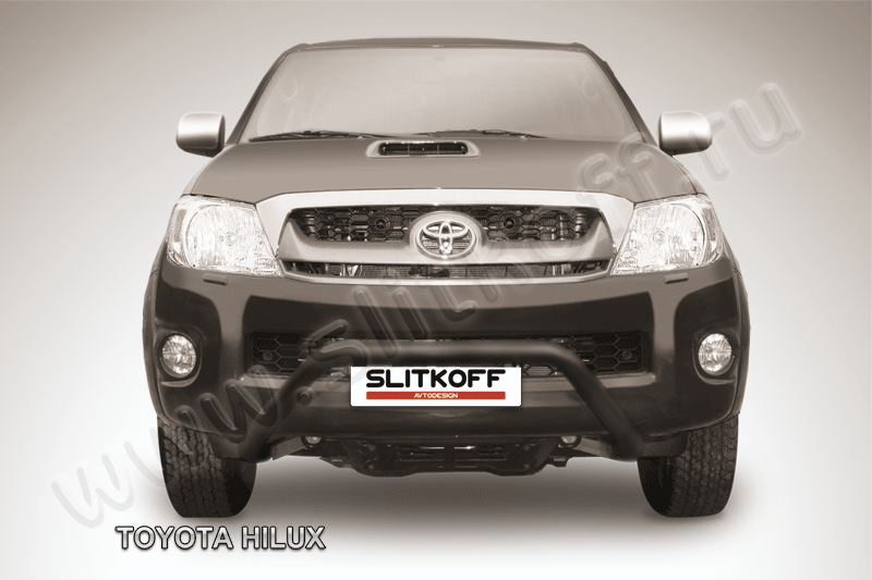 Кенгурятник d57 низкий широкий "мини" черный Toyota Hilux