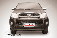 Защита переднего бампера d76 радиусная черная Toyota Hilux