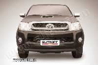 Защита переднего бампера d57 радиусная черная Toyota Hilux