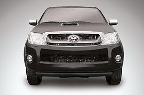 Защита переднего бампера d76 радиусная черная Toyota Hilux (2011) рестайлинг