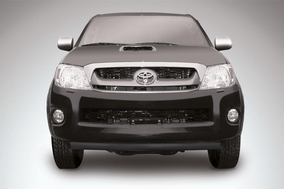 Защита переднего бампера d57 радиусная черная Toyota Hilux (2011) рестайлинг - фото 1 - id-p131556497