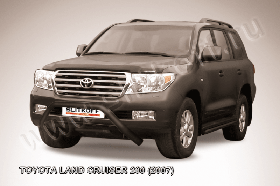 Кенгурятник d76 низкий широкий "мини" черный Toyota Land Cruiser 200 (2007)