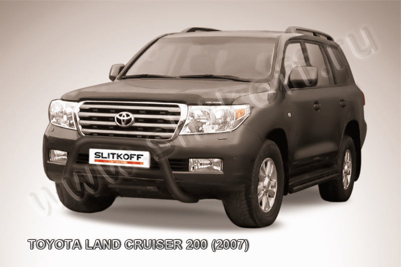 Кенгурятник d76 низкий черный Toyota Land Cruiser 200 (2007)