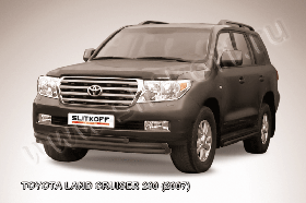 Защита переднего бампера d57+d57+d42 тройная черная Toyota Land Cruiser 200 (2007)