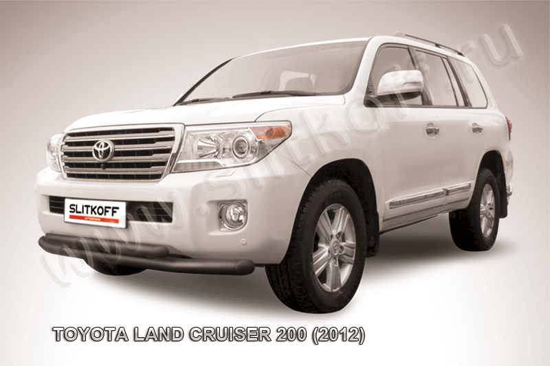 Защита переднего бампера d76+d57 двойная черная Toyota Land Cruiser 200 (2012)