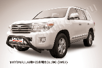 Кенгурятник d76 низкий широкий с перемычкой черный Toyota Land Cruiser 200 (2012)