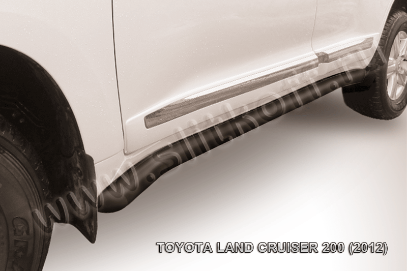 Защита порогов d76 с гибами черная Toyota Land Cruiser 200 (2012)