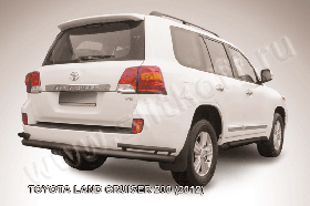 Защита заднего бампера d76+d42 двойная черная Toyota Land Cruiser 200 (2012)