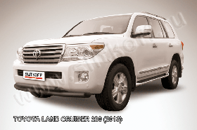 Защита переднего бампера d76+d57 двойная черная Toyota Land Cruiser 200 (2013)